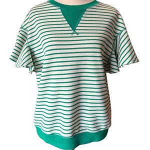 Chic Green Striped Women's Sweatshirt